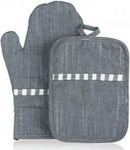 Denim Oven Mitt and Pot Holder Set Gray 2pcs