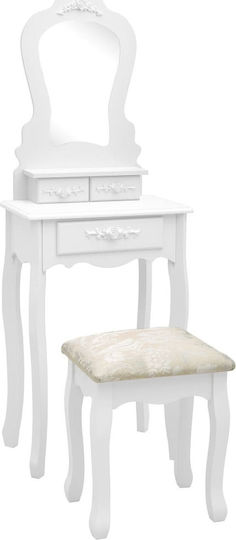 Wooden Makeup Dressing Table White with Mirror 50x59x136cm