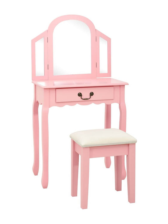 Wooden Makeup Dressing Table Pink with Mirror 6...