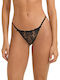 Women's String with Lace Black
