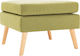 Stool Footstool Upholstered with Fabric Green 54x54x43.5cm