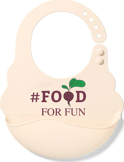 Babyono Αδιάβροχη Σαλιάρα Σιλικόνης με Κουμπί Food for Fun με Τσέπη για 6 m+