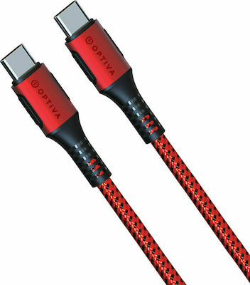 Optiva Braided USB 2.0 Cable USB-C male - USB-A male Κόκκινο 1m (OPC29)