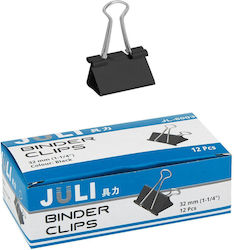 Justnote Κλιπς Μεταλλικά 32mm Μαύρα 12τμχ