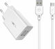 WK Charger with 2 USB-A Ports and Cable USB-C Whites (WP-U56)