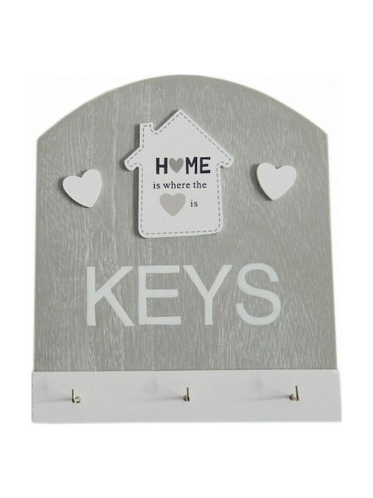 Etoile Wall Key Holder Wooden Grey 3 positions 19x22cm