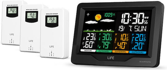Life Continental Quad Display Wireless Digital Weather Station Tabletop / Wall Mounted Black