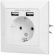 Orno Power Socket with 2 USB Ports White 1pcs
