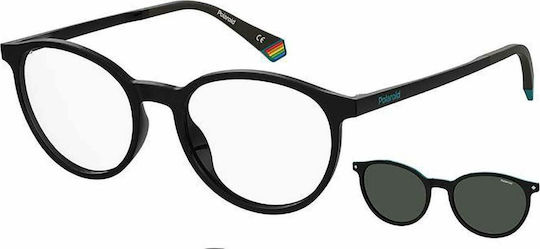 Polaroid Herren Acetat Brillengestell mit Clip-On Schwarz PLD6137/CS 807M9