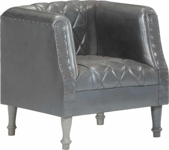 Sessel aus echtem Leder Grey 60x57x64cm
