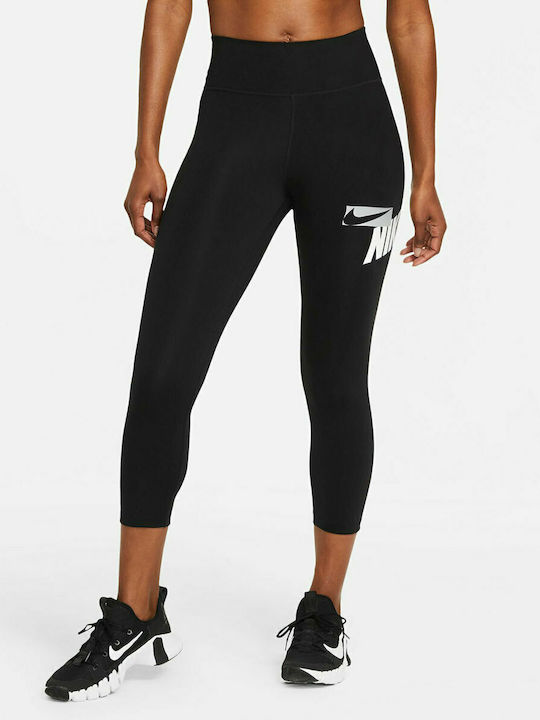 Nike Dri-Fit One Running Γυναικείο Cropped Κολάν Μαύρο
