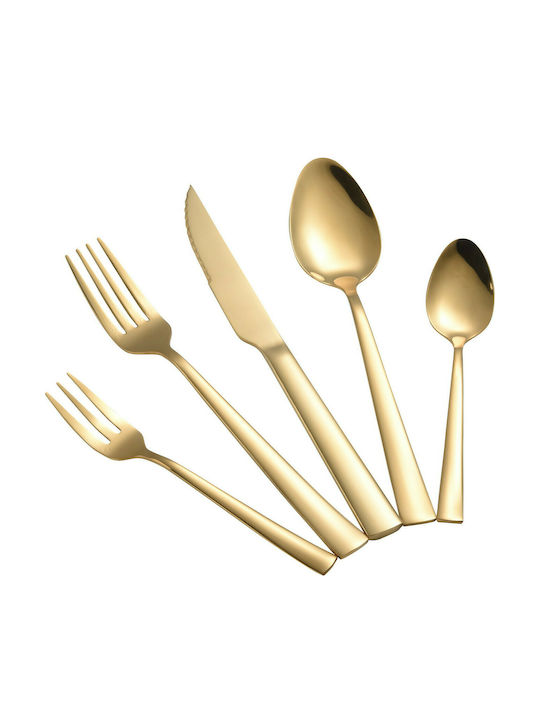 Dinox 30-Piece Stainless Steel 18/10 Gold Cutlery Set Porto