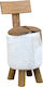 Stool For Living Room with Backrest Leather White / Brown 30x30x70cm