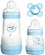 Mam Set aus Plastikflaschen Easy Start Anti-Colic Starter Set Gegen Koliken mit Silikonsauger für 0+, 0+ m, Monate Blue Walfisch 260ml 3Stück