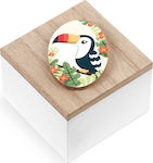 Taufgeschenk mit Schachtel Toucan aus Holz 6.6cm