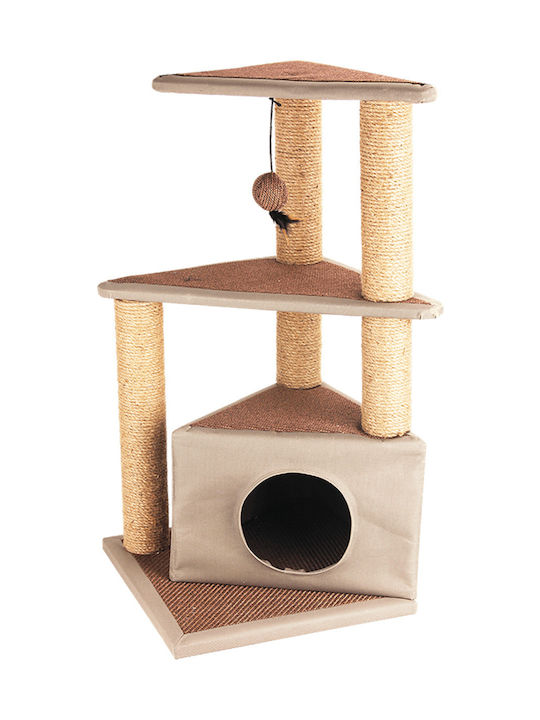 Pawise Cat's Den Ονυχοδρόμιο Γατόδεντρο Μπεζ 3 επιπέδων 40x40x82εκ.