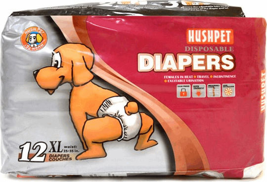Hushpet Diapers Βρακάκι Σκύλου Περιόδου XLarge 12τμχ