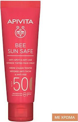 Apivita Bee Sun Safe Tinted Αδιάβροχη Αντηλιακή Κρέμα Προσώπου SPF50 με Χρώμα 50ml