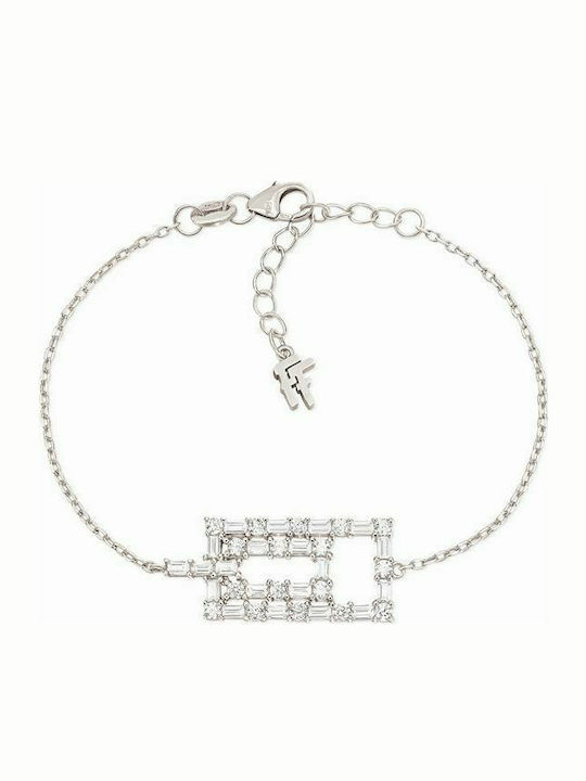 Folli Follie Women's Silver Chain Bracelet with Zircon 17cm
