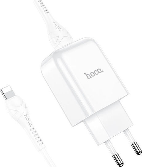 Hoco с USB-A порт и кабел Lightning 10.5W Бял (N2 Vigour)
