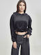 Cropped Hanorac pentru femei Catifea Cu glugă Negru