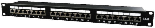 Gembird Patch Panel Shielded για Rack 1U 19" 24 Θυρών cat5e Μαύρο