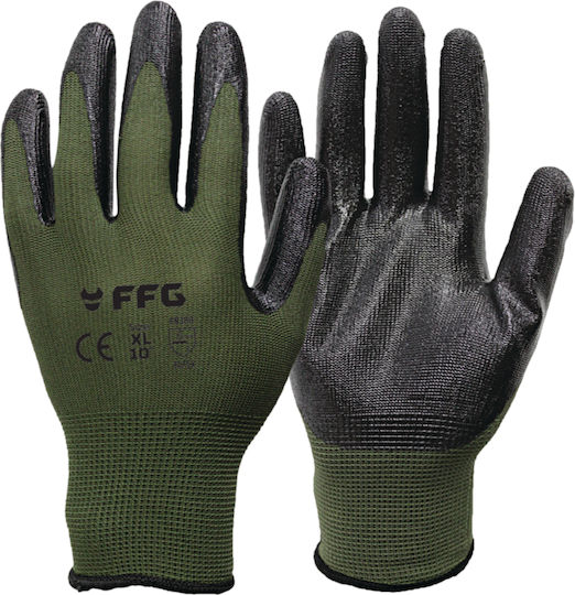 FFG Gloves for Work Electrician Khaki Nitrile/Polyester 1pcs