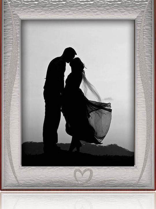Slevori Herz Hochzeitskronen-Etui Fotografierahmen Rechteck Silber 25x20εκ.