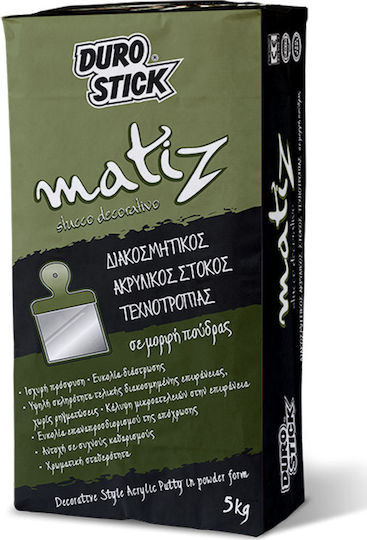Durostick Matiz Stucco Decorativo Στόκος Γενικής Χρήσης Ακρυλικός Διακοσμητικός Τεχνοτροπίας Λευκός 5kg