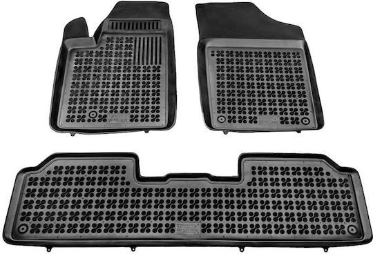 Rezaw Plast Set of Front and Rear Mats 3pcs Tray Type for Peugeot Partner Citroen Berlingo 1996-2008 Black