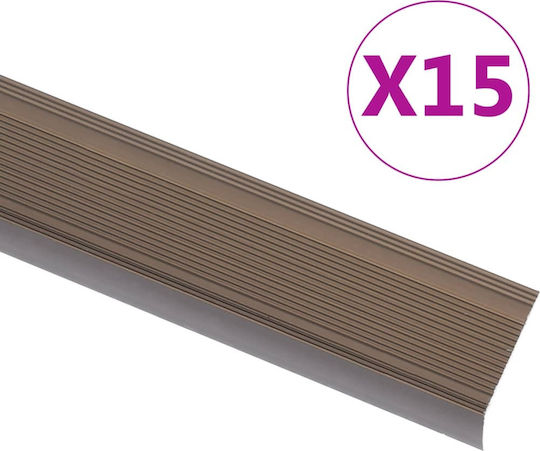 vidaXL Profile Aluminum for Steps Profile for Steps Shape Γ 15pcs. Brown 90cm Aluminum 90x90x3cm 15pcs