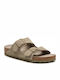 Birkenstock Arizona Soft Footbed Suede Leather Women's Flat Sandals Anatomic in Khaki Color Narrow Fit