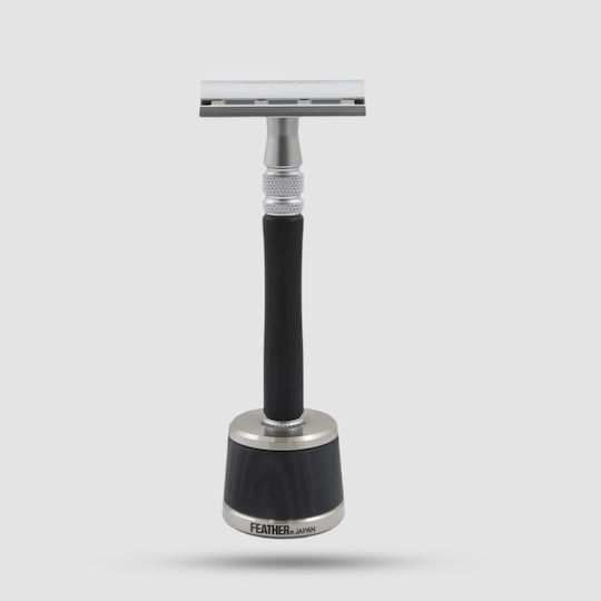 Feather Aparat de ras tip închis cu mâner din lemn bază Razor de siguranță Tip închis pentru piele sensibilă