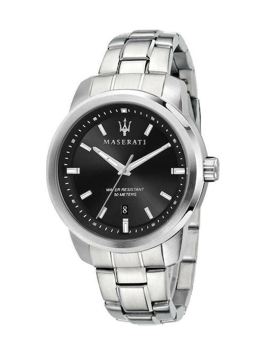 Maserati Successo Ανδρικό Ρολόι 44mm Μπαταρίας με Ασημί Μεταλλικό Μπρασελέ
