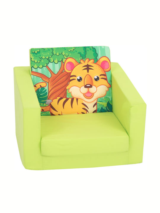 Armchair Young Tiger with Armrests Green 37x45x42cm