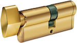 Domus Zylinderschloss Sicherheit ECON 60mm (30-30) mit Knauf und 5 Schlüsseln Gold