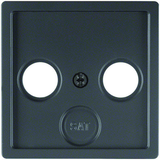 Hager Q.1/Q.3 TV-Antenna Socket Front TV+FM+SAT Switch Frame in Black Color 12036086