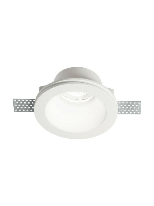 Ideal Lux Samba FI1 Round Plaster Recessed Spot with Socket GU10 White 12x12cm.