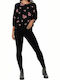 Frauen Lang Leggings Hochgeschnitten Schwarz