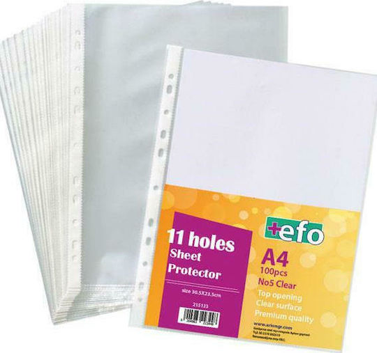 +Efo Plastic Sleeves for Documents A4 with Holes 100pcs No5
