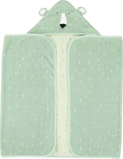 Trixie Baby Bath Towel Hooded Mr Polar Green 75x75cm