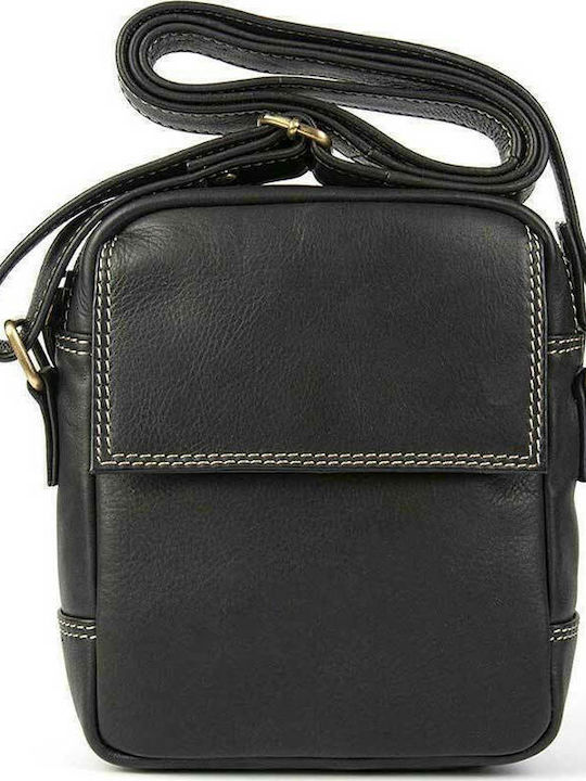 Leder Herren Tasche Schulter / Crossbody Schwarz