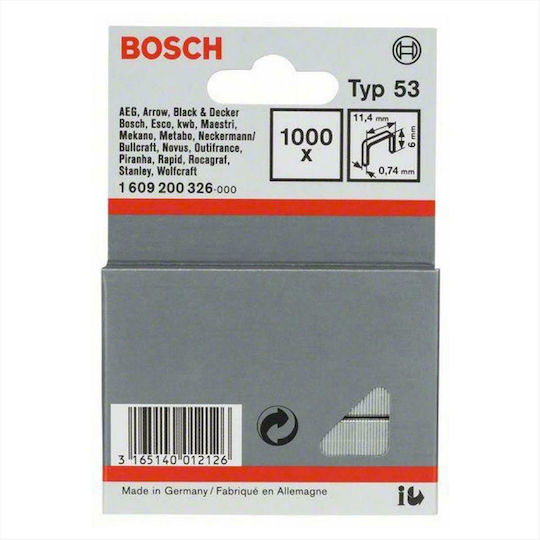 Bosch 1609200326 Staples 6mm Type 53 1000 Pieces