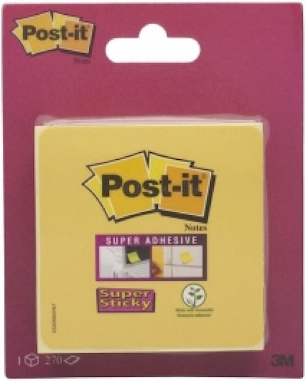 3M Sticky Note Pads in Cube 270 Sheets Yellow 7.6x7.6cm Post-it