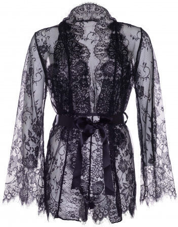Leg Avenue Floral Lace Teddy with Robe Black