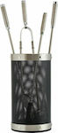 Zogometal Fireplace Tool Set with Bucket Black/Nickel Checkmate