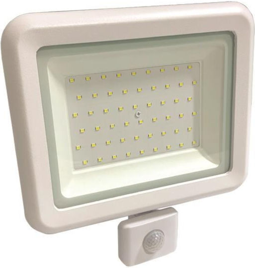 Eurolamp Waterproof LED Flood Light 50W Cold White 6500K With Motion Sensor IP44