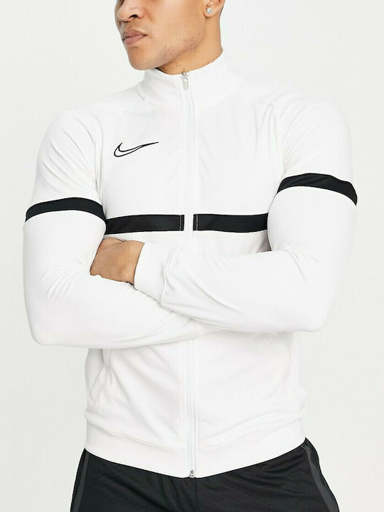 Nike Academy Track Ανδρική Φούτερ Ζακέτα Dri-Fit με Τσέπες Λευκή