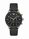 Emporio Armani Mario Ανδρικό Ρολόι 44mm Χρονογράφος Μπαταρίας με Μαύρο Δερμάτινο Λουράκι