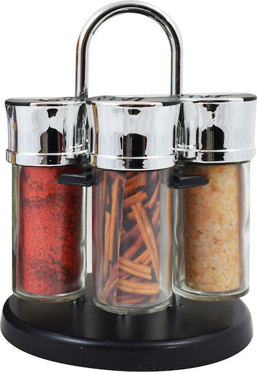 Estia Glass Tabletop Rotating Spice Rack Black 6pcs